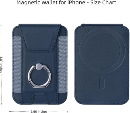 for Magsafe Wallet, Slim Magnetic Card Wallet with Grip, 7 Cards Holder RFID Blocking, Ring Stand Stick on Wallet with Privacy Flap (Deep Blue)
