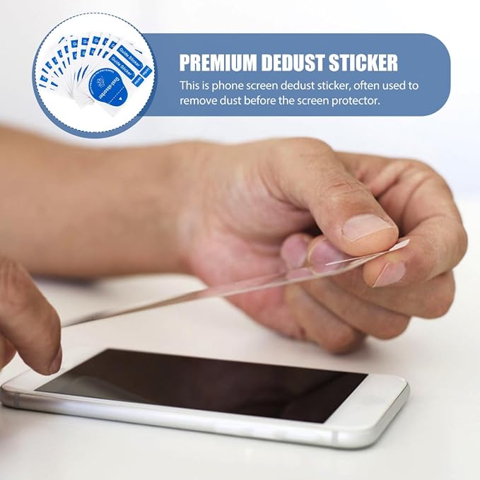 Mikikit 1000Pcs LCD Screen Sticker: Dust Removal Stickers Screen Cleaning Sticker LCD Cleaning Decals for Cell Phone Tablet Monitors