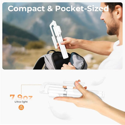 Sensyne 53" Selfie Stick for Phone, Extendable Travel Tripod with Detachable Remote for Photography, Selfies, Compatible with All Cell Phones, White