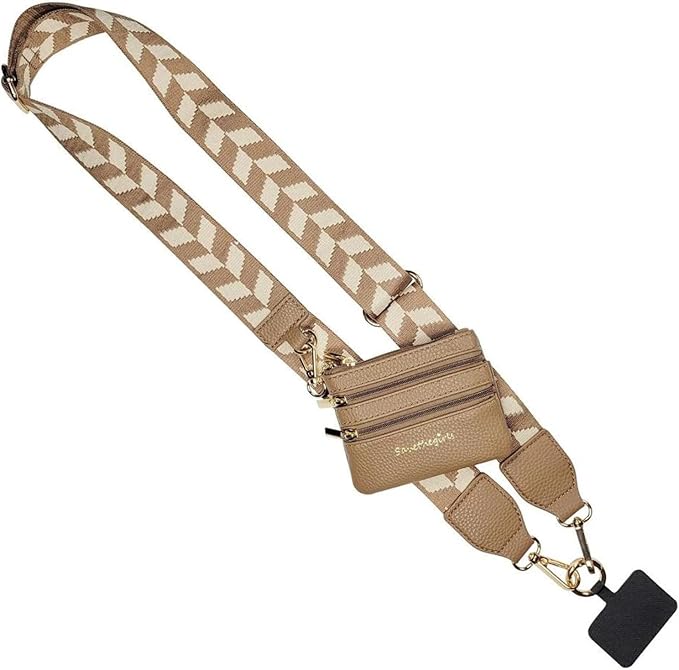 Save the Girls Original Clip and Go Phone Strap Pattern - Crossbody Phone Strap Chain with Zipper Wallet Pouch