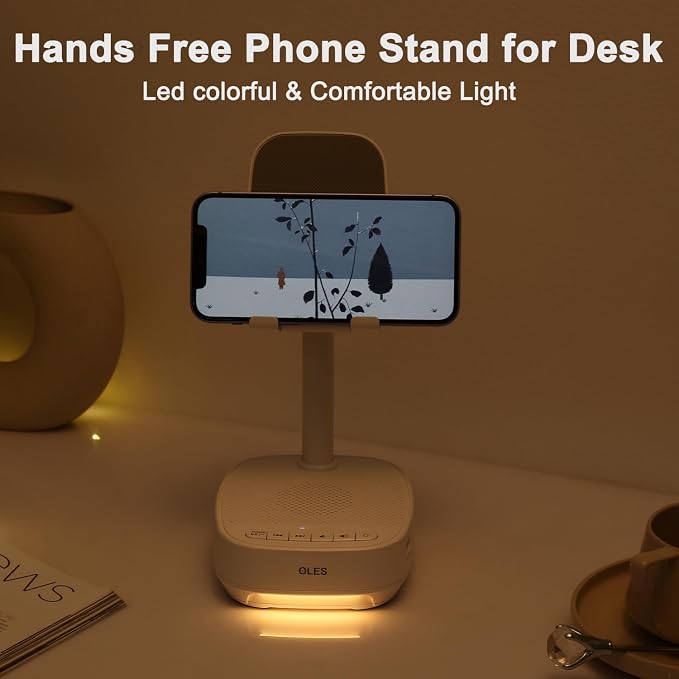 OLES Gifts for Men Women, Adjustable Cell Phone Stand with Wireless Bluetooth Speaker(7-11''Height), Unique Birthday Gifts for Dad Mom Him, Phone Holder Led Color Light for iPhone/Android/Tablets