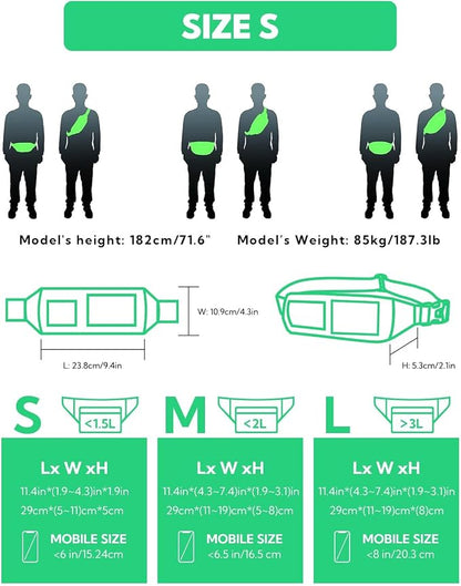 Waterfly Slim Soft Polyester Water Resistant Waist Bag Pack for Man Women Outdoors Running Climbing Carrying iPhone 5 6 Plus Samsung S5 S6 (Gray)