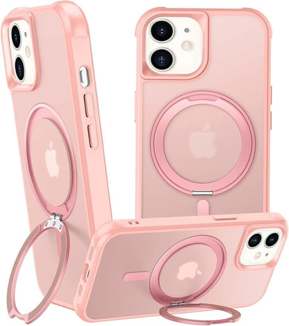 360° Magnetic Swivel Ring for iPhone 12 case, Built-in Metal Stand and Ring Holder, Magsafe Compatible, Military Grade Protection, Shock and Vibration Resistant- Pink