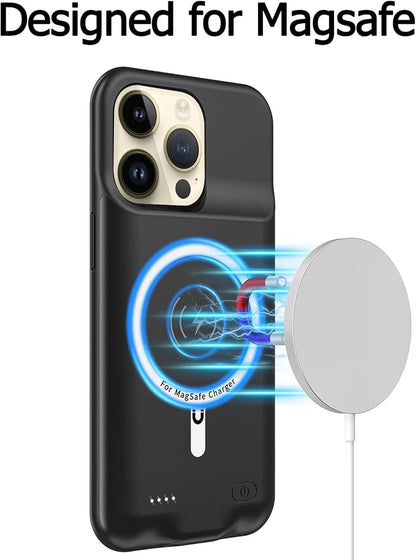 Battery Case for iPhone 14 Pro Max,10800mAh Portable Protective Charging Case with Wireless Charging Compatible for iPhone 14 Pro Max (6.7 inch) Extended Battery Pack Charger Case with Carplay (Black)