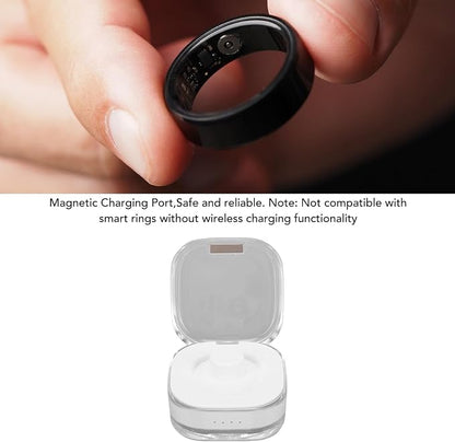 Charging Case Fit for R02, R03, R06, R11M, R8, H01, SR05 Type C Fast Portable Magnetic Smart Ring Charger Box Compact and Portable Efficient Type C Fast Charging (White)
