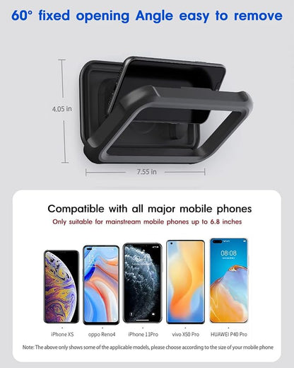 Mistriddle Waterproof Shower Phone Holder with 360° Rotation, Angle Adjustable, Wall Mounted Phone Holder for Bathroom Mirror Bathtub Kitchen, Up to 6.8 Inch (Black)