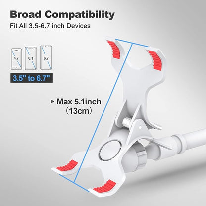 Gooseneck Cell Phone Holder, Universal 360 Flexible Phone Stand Lazy Bracket Mount Long Arms Clamp for Phone 13 Pro Xs Max XR X 8 7 6 6s Plus and Other 3.5~6.7'' Device (White)…