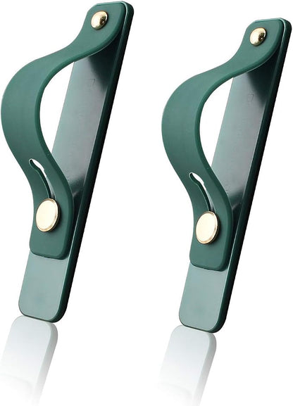 Removable and Reusable Cell Phone Grip Strap, Yetaida Telescopic Finger Kickstand Bracket Universal Silicone Phone Holder Stand and Portable Finger Loop for Most Smartphones Case (Dark Green)