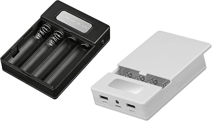 Battery Holder Case for Phone Electronics Fast Charging Portable Charging Power Shell 18650 Battery Box Case Shell ABS Enclosure Black