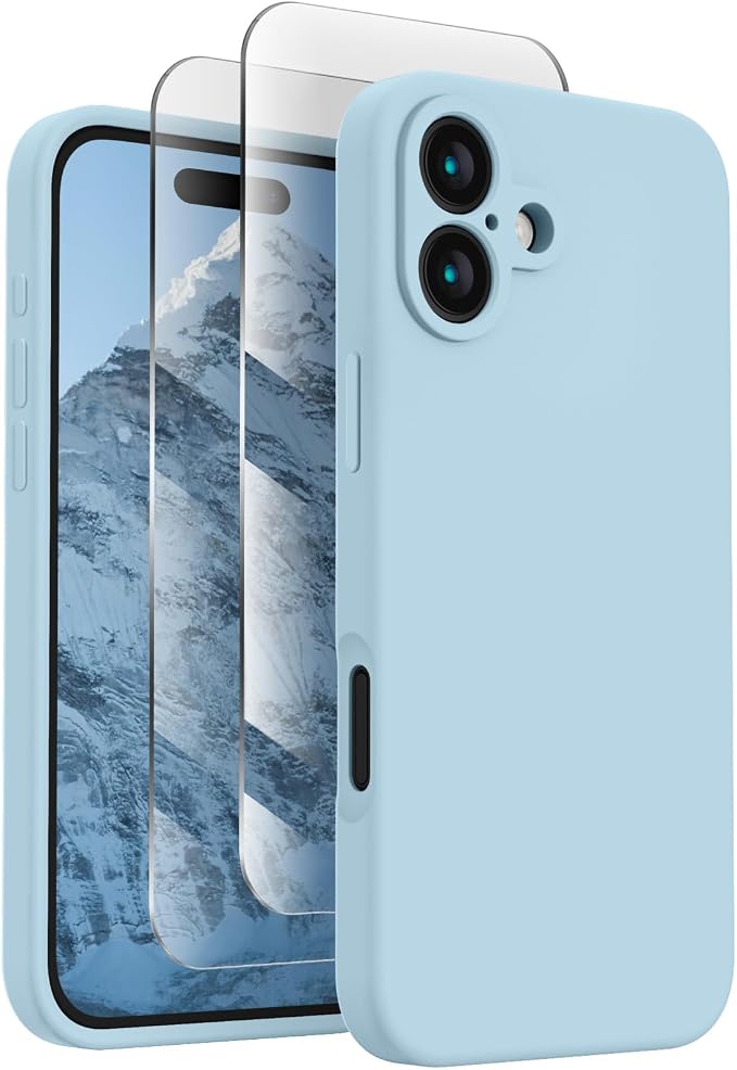 FireNova Designed for iPhone 16 Plus Case, Silicone Upgraded [Camera Protection] Case, Soft Anti-Scratch Microfiber Lining Inside, 6.7 inch, Sky Blue