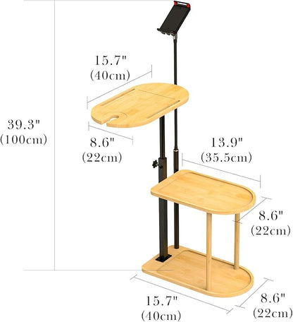 Linkidea Wooden Bathtub Tray with Tablet Holder, 3 Layers Multifunctional Bath Caddy for Space Save, Adjustable Bathroom Accessories Suitable for Phone, Toiletries Organize