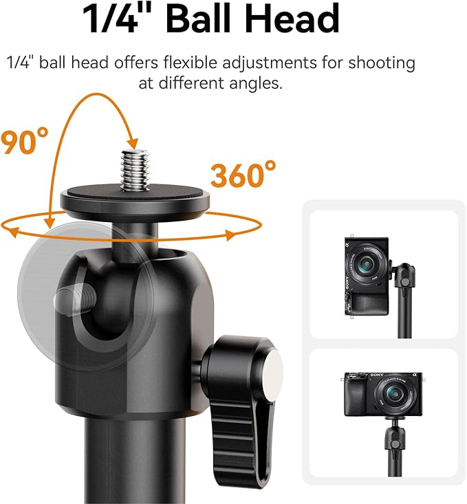 ULANZI ZJ02 Camera Desk Mount Overhead Magic Arm, 98cm/38.6inch Aluminum Adjustable Articulating Arm with 1/4" Ball Head for Cameras DSLR Lights Mount for Live Streaming/Photo Video Shooting