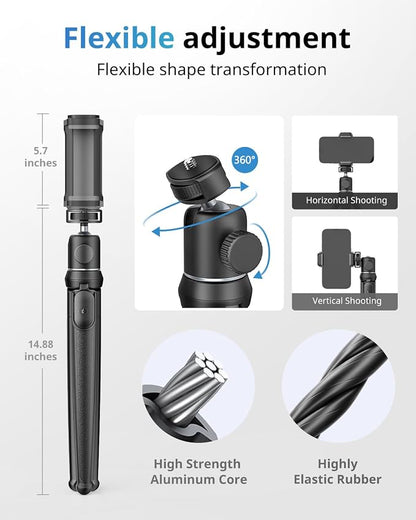 UBeesize Camera Tripod with Remote, Flexible Tripod Stand with Phone Holder and Action Camera Mount Adapter for iPhone Samsung Cellphones, Canon Nikon Sony Cameras