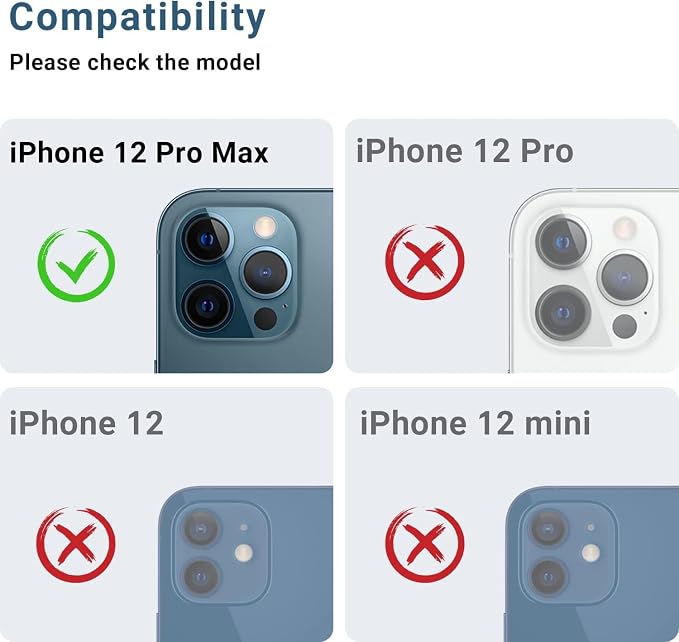 AFARER [2 Pack for iPhone 12 Pro Max Camera Lens Protector, Ultra HD, Metal Tempered Glass Len Cover, 9H Hardness, Anti-Scratch, Case Friendly(Black)
