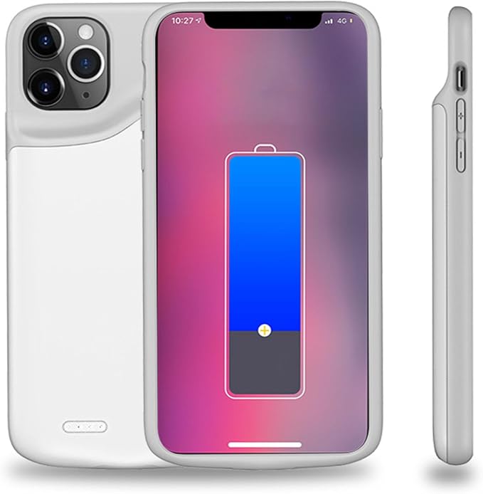 Phone Protective Charging Case, Portable Raised Border Design Phone Battery Case 4 LED Indicator for Office (Blue)