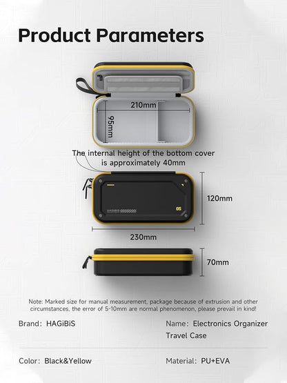 Hagibis Electronic Organizer Traveling Case Bag EVA Hardshell PU Portable Carrying Pouch for Mouse, Charger, Cables, Power Bank, SD Cards, USB Flash Disks, Accessories (Black)