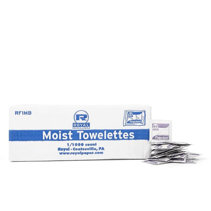 Royal Moist Wet Wipe Towelette, Individually Wrapped, Package of 1000