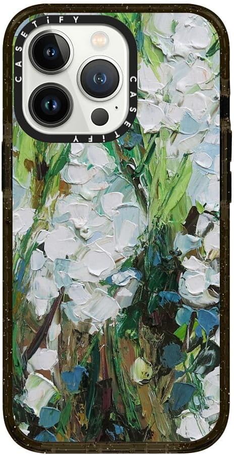 CASETiFY Impact iPhone 13 Pro Case [4X Military Grade Drop Tested / 8.2ft Drop Protection/Compatible with Magsafe] - Wild Squill Flowers - Clear Black