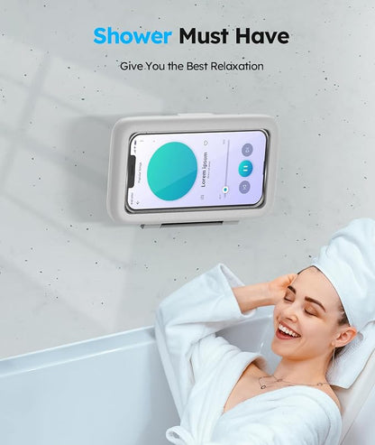Waterproof, Upgraded IPx6 Wall Mount, 480° Rotation, HD Touchscreen, Ideal for 4-7” Smartphones - Perfect Shower Accessories-Grey