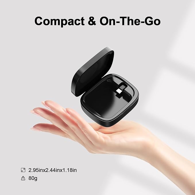 Wireless Charging Case for Oura Ring Gen 4 & 3 Charger, 1000mAh Portable Travel Power Station Fits All-Sized Oura Ring 4 & 3, 30-Day Runtime (Official Charger NOT Included)(Black)