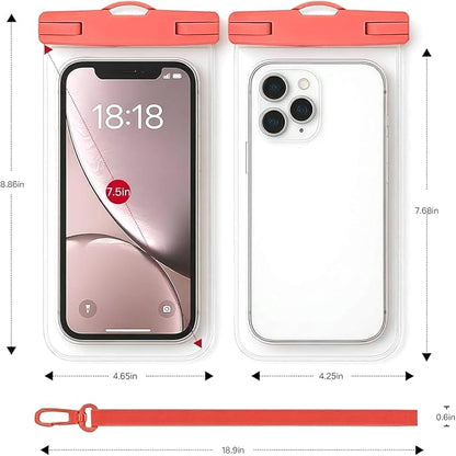 1/2 Pack Waterproof Phone Pouch Compatible with iPhone 17 16 15 Pro Max & Galaxy S24+/S23 7in Waterproof Phone Case with Lanyard, IPX8 Beach Travel Must Haves, Beach Essentials, Red, 1 Pack