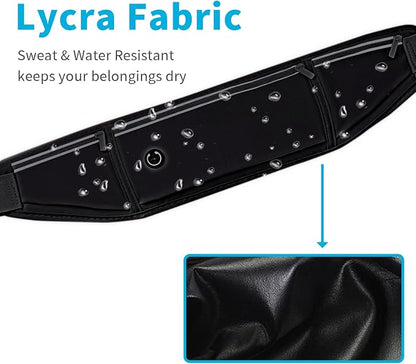 Slim Running Belt for Women Men,Runners Fanny Pack Phone Holder,Money Belt,Running Gear Accessories,with 3 Pockets(Black)