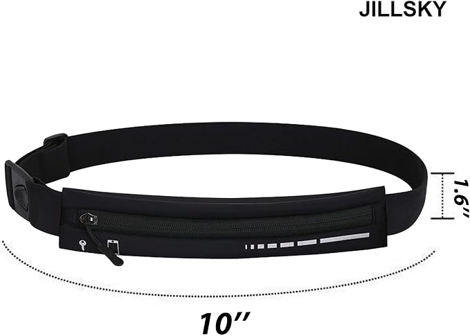 Slim Waterproof Fanny Pack Belt Bag for Women & Men – Bounce-Free Adjustable Running Belt, Lightweight Phone Holder Waist Pouch for Jogging, Workout, Travel, Money Belt-Black