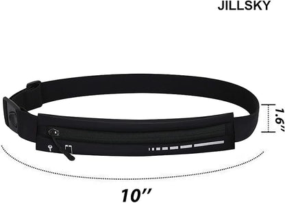 Slim Waterproof Fanny Pack Belt Bag for Women & Men – Bounce-Free Adjustable Running Belt, Lightweight Phone Holder Waist Pouch for Jogging, Workout, Travel, Money Belt-Black