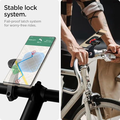 Spigen Life Gearlock Bike Phone Mount/Bike Phone Holder with Universal Adapter for Motorcycle, Classic, Electric, Scooter and Mountain Bike - Compatible with Most Phones
