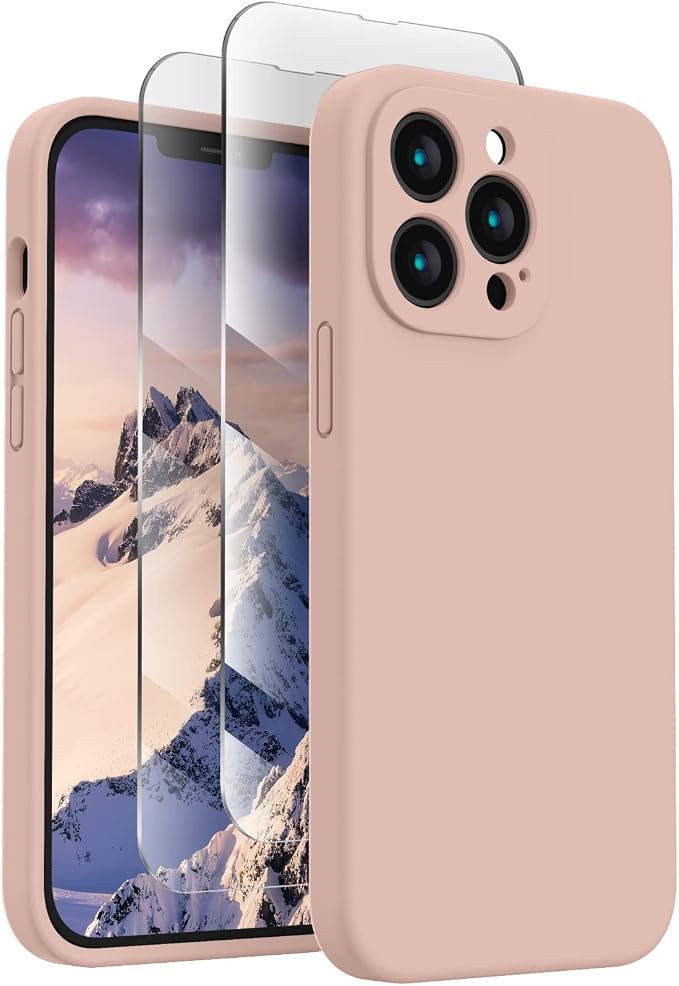 FireNova Designed for iPhone 13 Pro Case, Silicone Upgraded [Camera Protection] Phone Case, Soft Anti-Scratch Microfiber Lining Inside, 6.1 inch, Pinksand