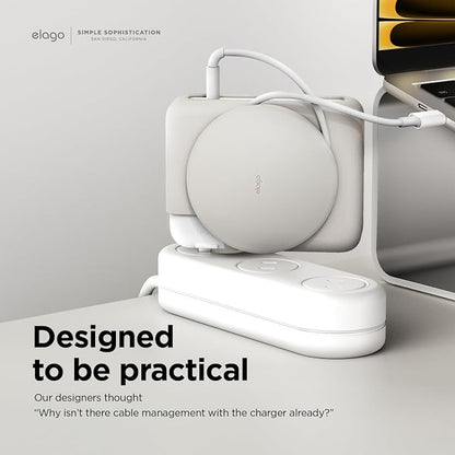 elago Charger Cable Management Case, Cord Reel Organizor Compatible with MacBook Pro 16" M5 M4 M3 M2 M1 2026 2024 2023 2021 [3428] [3429] [A3403] [A3186] [A2991] [A2780] [A2485] 140W (Stone)