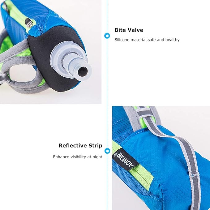 AONIJIE Quick Grip Handheld Water Bottle for Running, Hand Strap Hydration Pack with 500ml Handheld Soft Flask Water Bottle (Black)