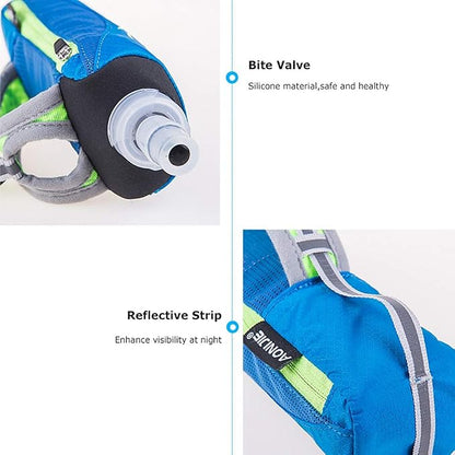 AONIJIE Quick Grip Handheld Soft Water Bottle for Running, Hand Strap Hydration Pack with 500ml Handheld Soft Flask Water Bottle (Blue)