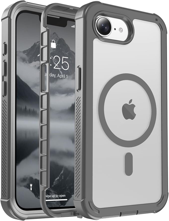 jaroco Magnetic for iPhone 17e Case& iPhone 16e Case, [Compatible with MagSafe][Military Grade Drop Protection][Heavy Duty Protection][Non-Slip][Shockproof] 2-Layer Bumper Phone Case 6.1''-Gray