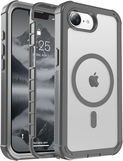 jaroco Magnetic for iPhone 17e Case& iPhone 16e Case, [Compatible with MagSafe][Military Grade Drop Protection][Heavy Duty Protection][Non-Slip][Shockproof] 2-Layer Bumper Phone Case 6.1''-Gray