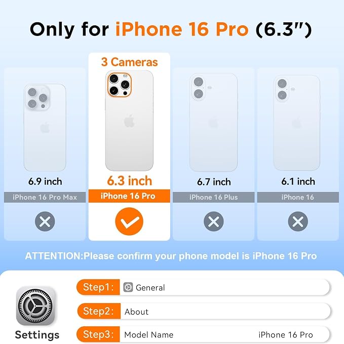 WIFORT for iPhone 16 Pro Waterproof Case, [IP68 Underwater] [Blue Light Filter Lens] [15FT Military Shockproof], Fit for Magsafe Full Body Magnetic Frosted Phone Case with Lanyard, 6.3" Black