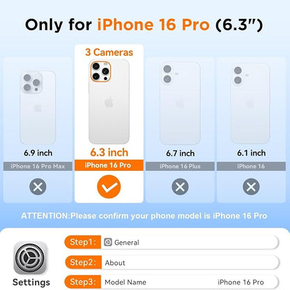 WIFORT for iPhone 16 Pro Waterproof Case, [IP68 Underwater] [Blue Light Filter Lens] [15FT Military Shockproof], Fit for Magsafe Full Body Magnetic Frosted Phone Case with Lanyard, 6.3" Black