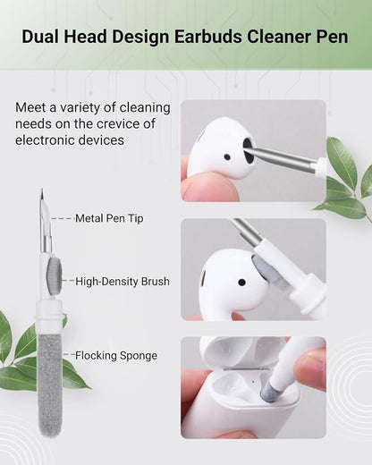 Portable Screen Cleaner Spray and Wipe Kit with 1 Microfibre Cloth, 1 Earbuds Cleaner Pen, 2X19ml-0.64oz Fluid Refill for Phone, Eyeglasses, Laptop, Computer, Monitor, Car Display - White