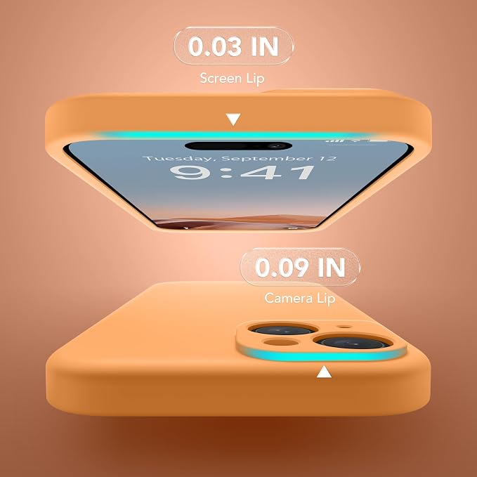 Magnetic for iPhone 15 Case, Compatible with MagSafe, [Screen Protector + Full Camera Protection], Silicone Shockproof Anti-Scratch Protective Phone Case for iPhone 15 6.1", Cantaloupe