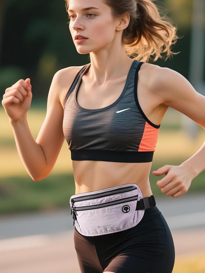 Slim Running Belt for Women Men Runners Fanny Packs With Phone Holder Hidden Pockets Exercise Waist Bag for Marathon Workout