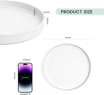 1 Pack 8" Bathroom and Vanity Tray, ABS Bathroom Counter Organizer, Coffee Table Decor for Perfume, Candles, Keys &More. Kitchen Countertop Organizer, Decorative Tray Soap Holder, White