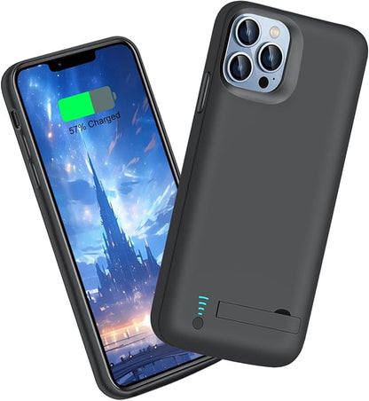 Sitong [Upgraded Battery Case for iPhone 12 Pro Max & iPhone 13 Pro Max, 6000mAh Rechargeable Extended Battery Charging Charger Case, Add 100% Extra Juice (6.7 Inches) Black
