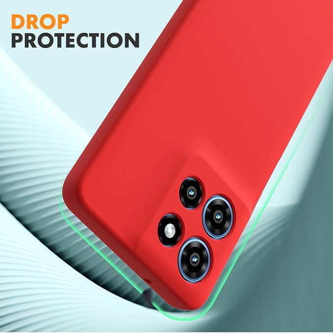for Motorola Moto G 2025 Case, 2 Pack Tempered Glass Screen Protectors, Soft TPU Liquid Silicone Shockproof Gel Case-Red