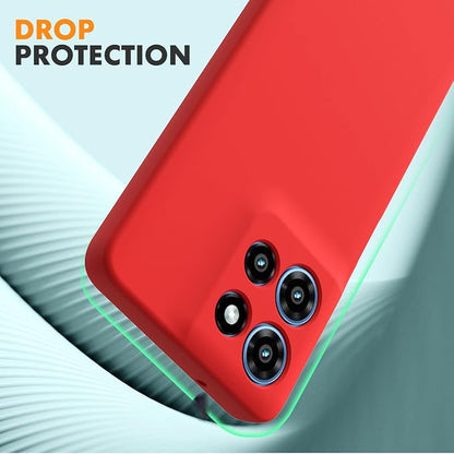 for Motorola Moto G 2025 Case, 2 Pack Tempered Glass Screen Protectors, Soft TPU Liquid Silicone Shockproof Gel Case-Red