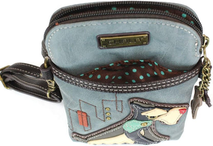 CHALA Dog Collection Cell Phone Crossbody Purse-Women PU Leather/Canvas Multicolor Handbag with Adjustable Strap