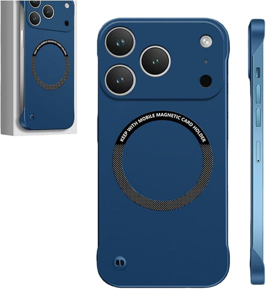 Frameless Magnetic Series Designed for iPhone 17/16/15/14/13 Pro Max Case, Shockproof Phone Cover for iPhone 17 Pro Compatible with MagSafe, Lightweight Minimalist (for iPhone17,Blue)