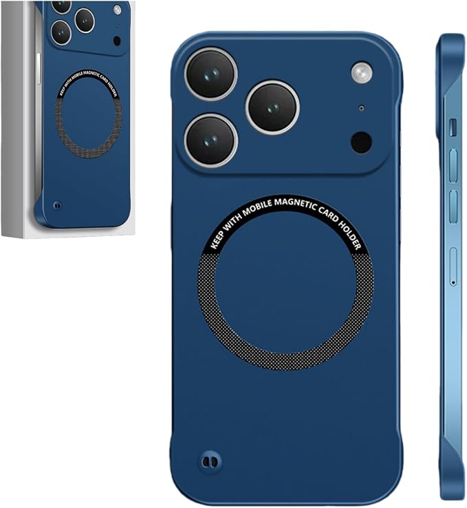 Frameless Magnetic Series Designed for iPhone 17/16/15/14/13 Pro Max Case, Shockproof Phone Cover for iPhone 17 Pro Compatible with MagSafe, Lightweight Minimalist (for iPhone13Pro,Blue)