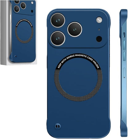 Frameless Magnetic Series Designed for iPhone 17/16/15/14/13 Pro Max Case, Shockproof Phone Cover for iPhone 17 Pro Compatible with MagSafe, Lightweight Minimalist (for iPhone17 Plus,Blue)