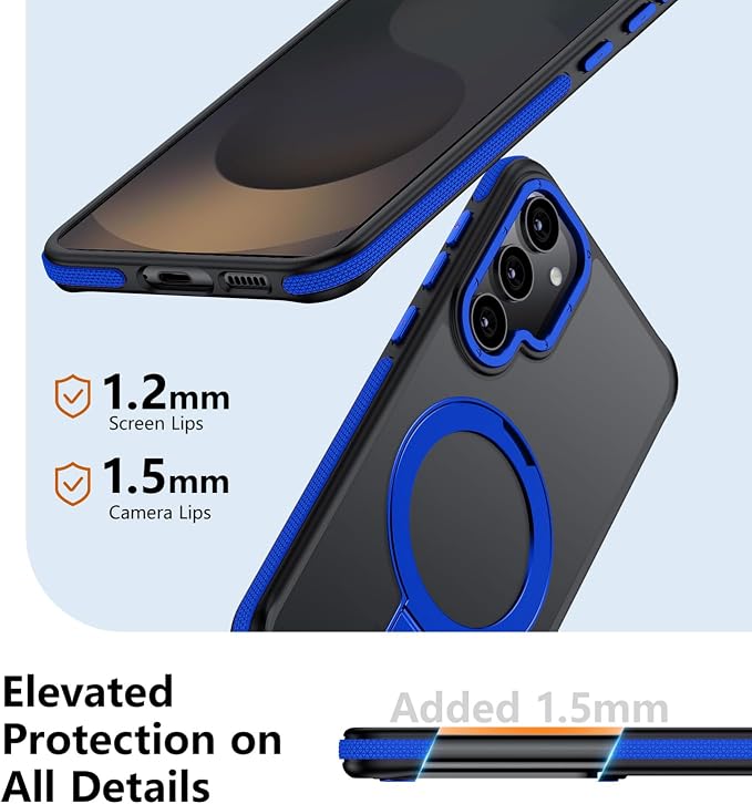 for Samsung Galaxy S25 Plus Case, Magnetic Adjustable Ring Stand [Fit for Magsafe], [Military-Grade Shockproof Protection] Phone Case with Kickstand&Ring Holder (Blue)