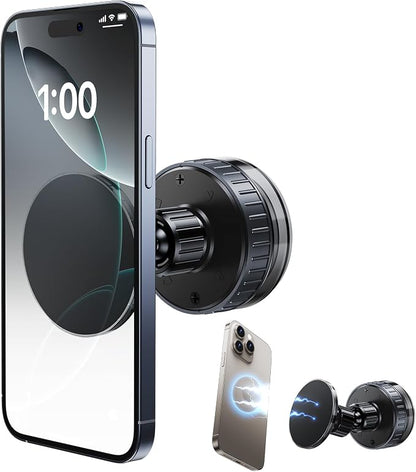 Vacuum Suction Cup Phone Mount,Hands-Free Magnetic Shower Cell Phone Holder,Adjustable Phone Suction Grip for Mirror/Car Dashboard/Gym,Compatible with MagSafe iPhone 16/15/14/13/12 (T26)